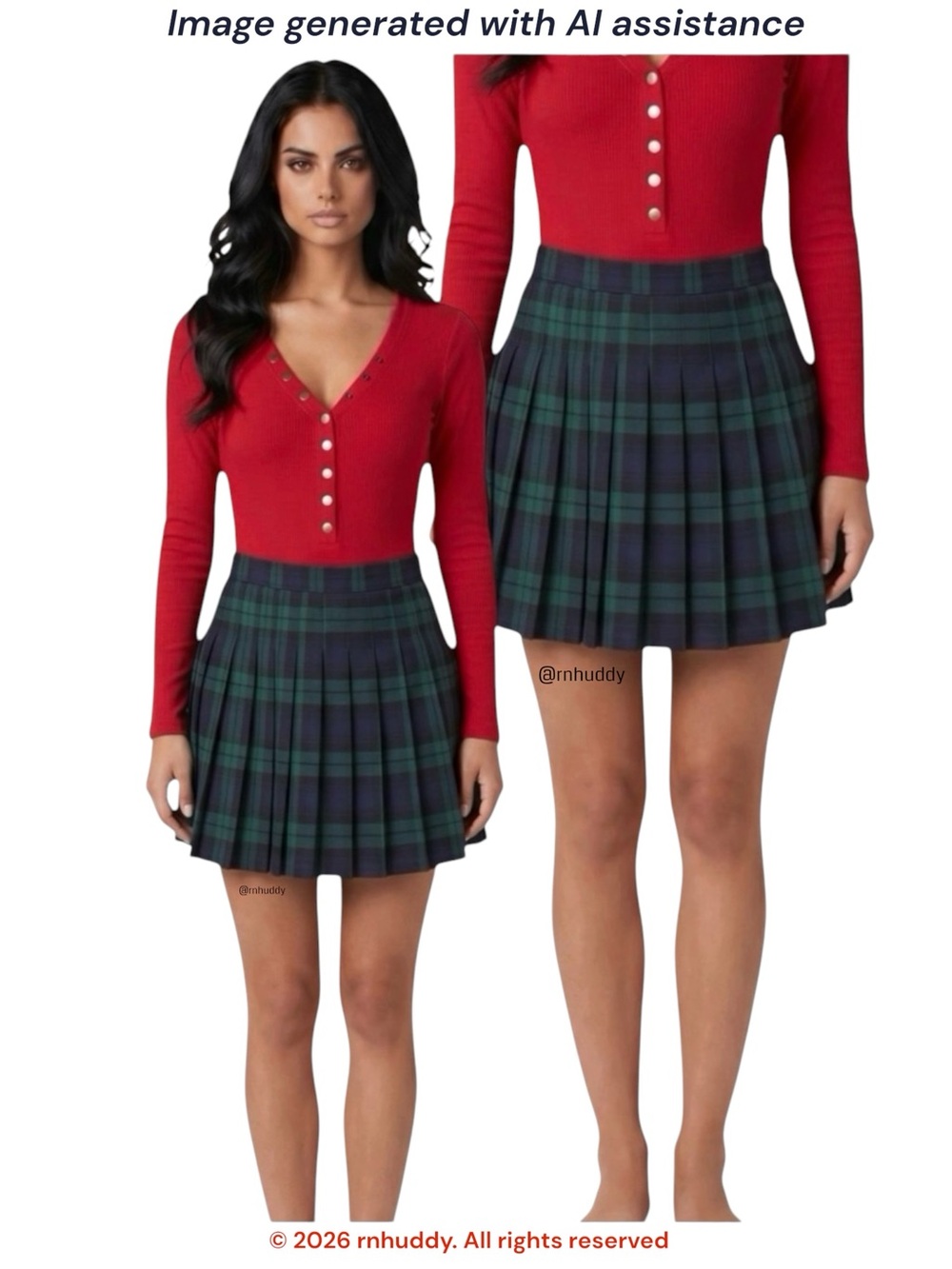 Bagatelle Collection M green/navy pleated skirt